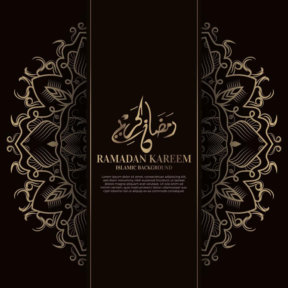 ramadan kareem. Diseño de fondo islámico con caligrafía árabe y mandala de adorno. vector