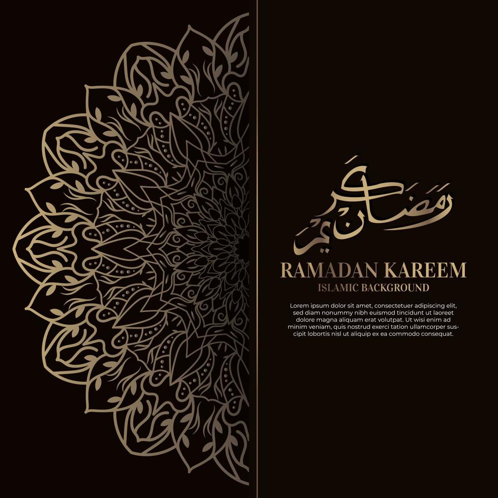 ramadan kareem. Diseño de fondo islámico con caligrafía árabe y mandala de adorno. vector