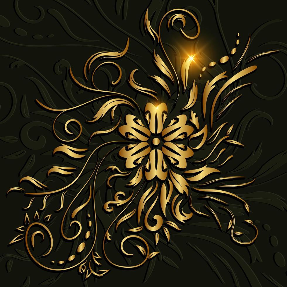 Ornament flower or floral gold background design. vector