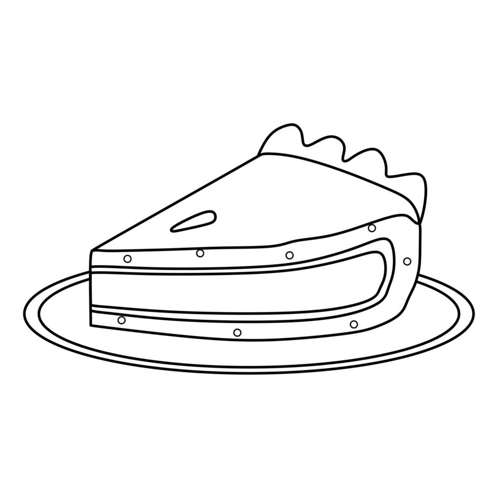 Black and white vector illustration of sliced pie with jam inside