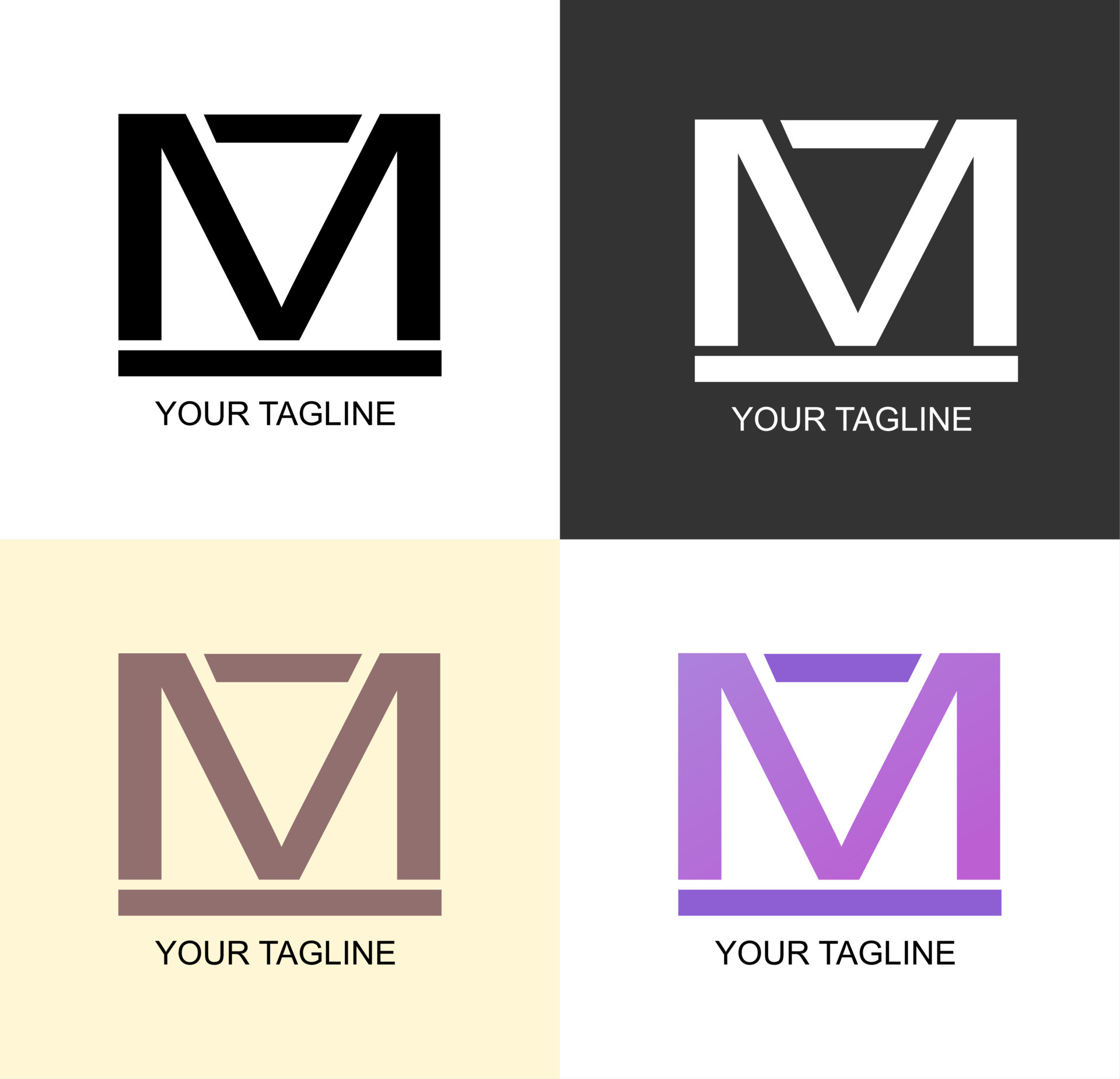 Letter M MM Monogram Logo Design Minimal Stock Vector by