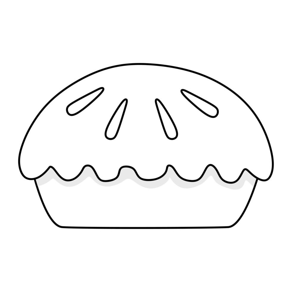 Black and white vector illustration of a pie for sale