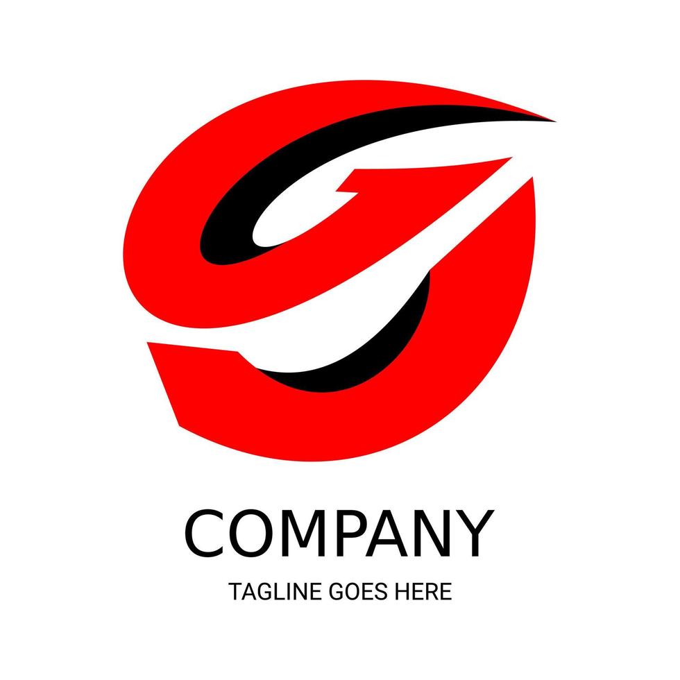 Very cool, unique, and simple black and red letter G logo design. vector