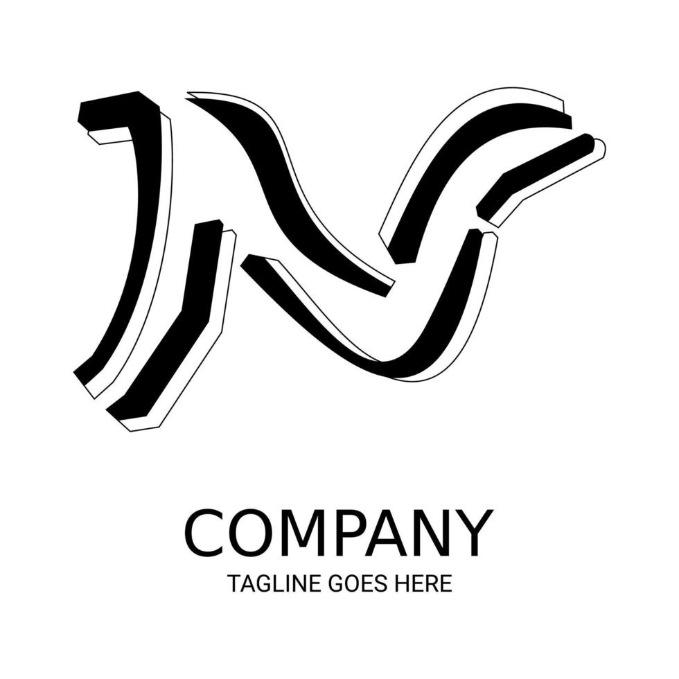 Unique 3D N logo design. vector