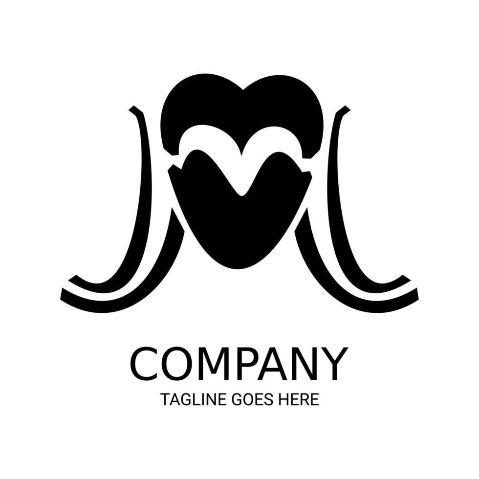 Love letter M logo design. vector