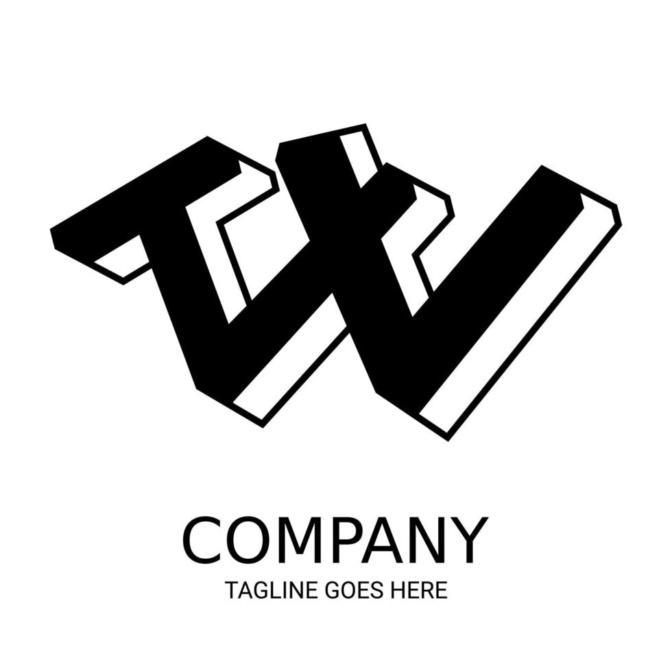 Simple 3D W logo design. vector