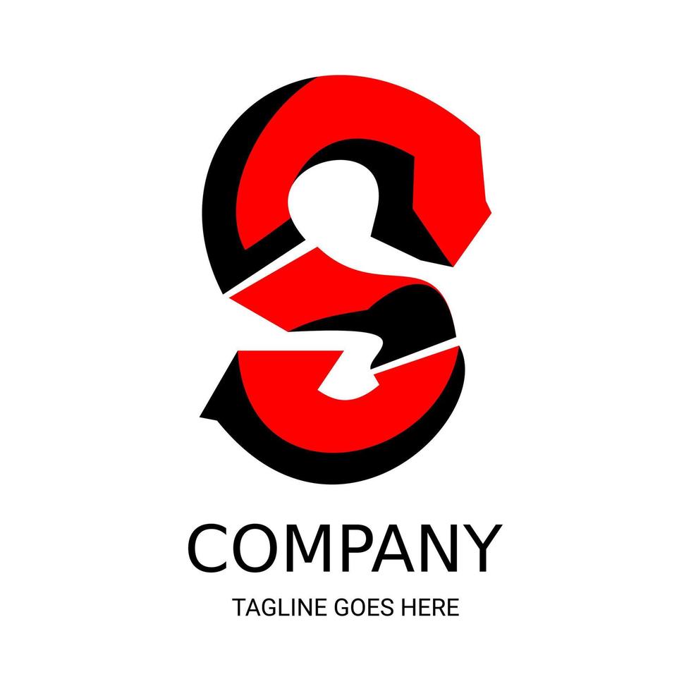 Very cool, unique, and simple black and red letter S logo design. vector