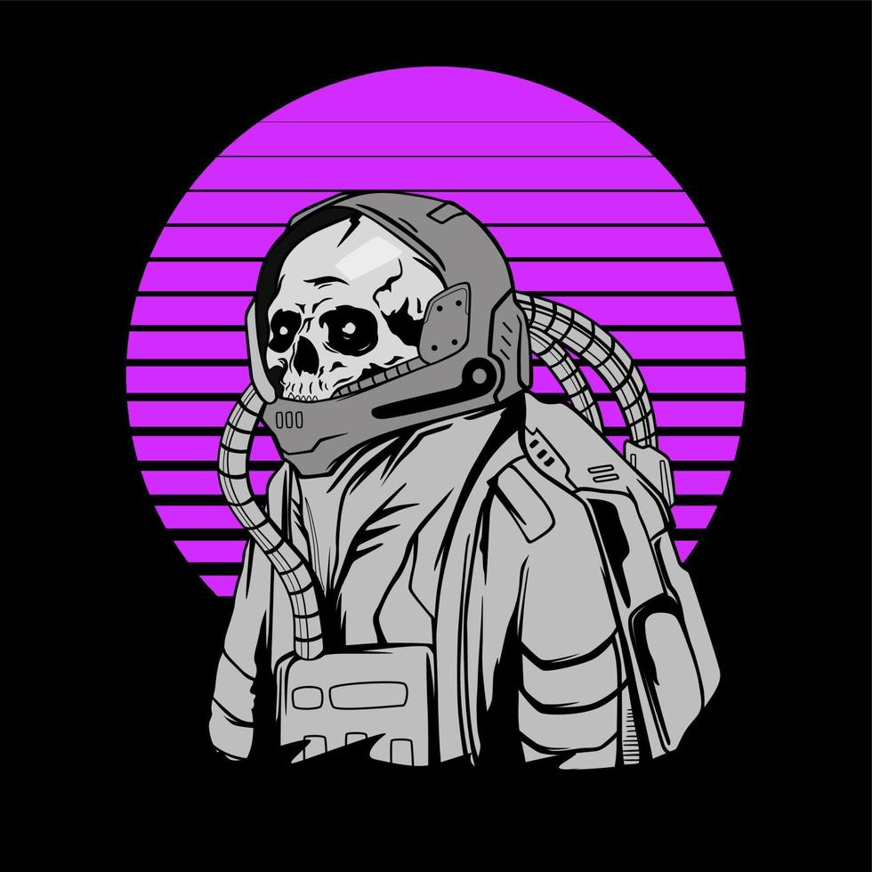 Skull astronaut for tshirt design vector