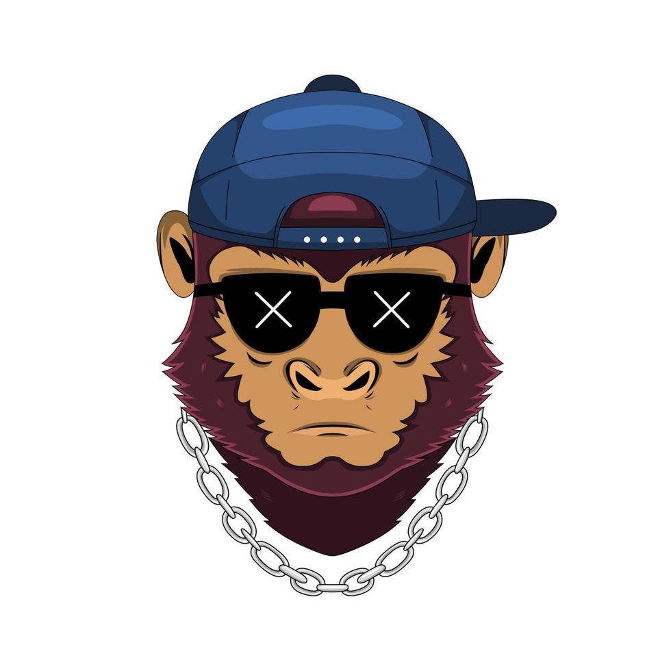 Head monkey illustration for tshirt design vector