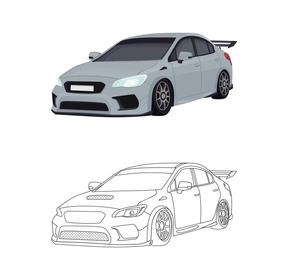 flat car illustration front view vector