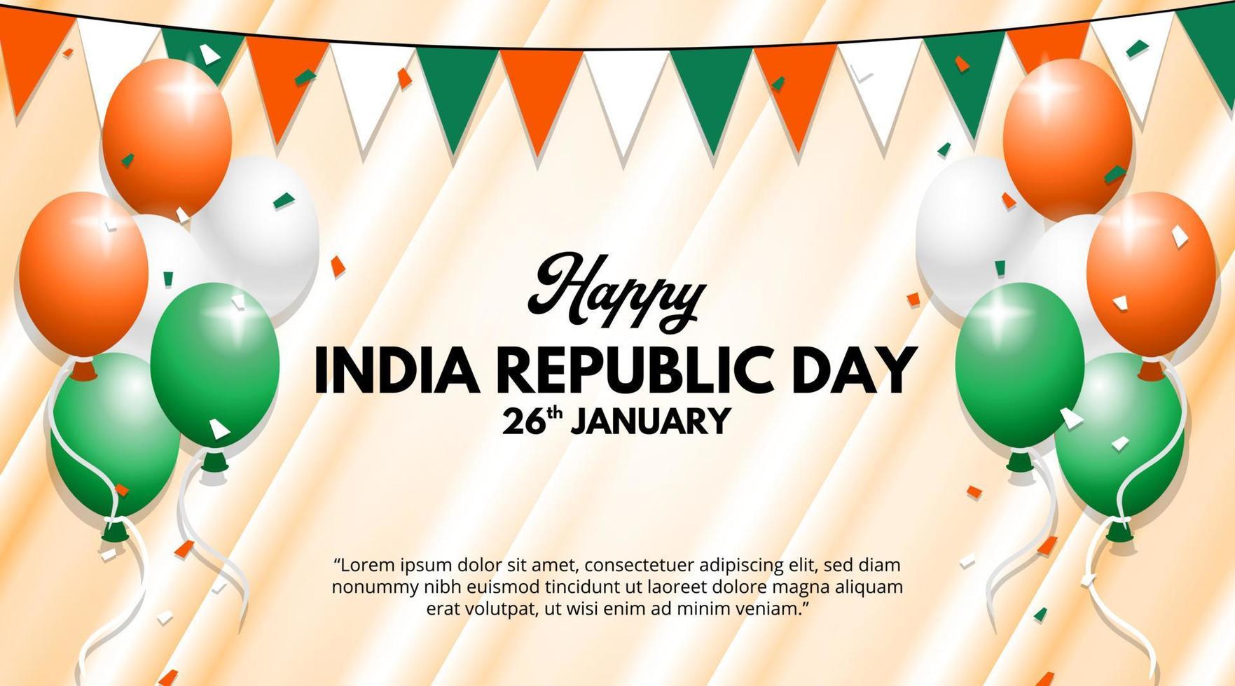 India republic day background with balloons and decoration flag vector