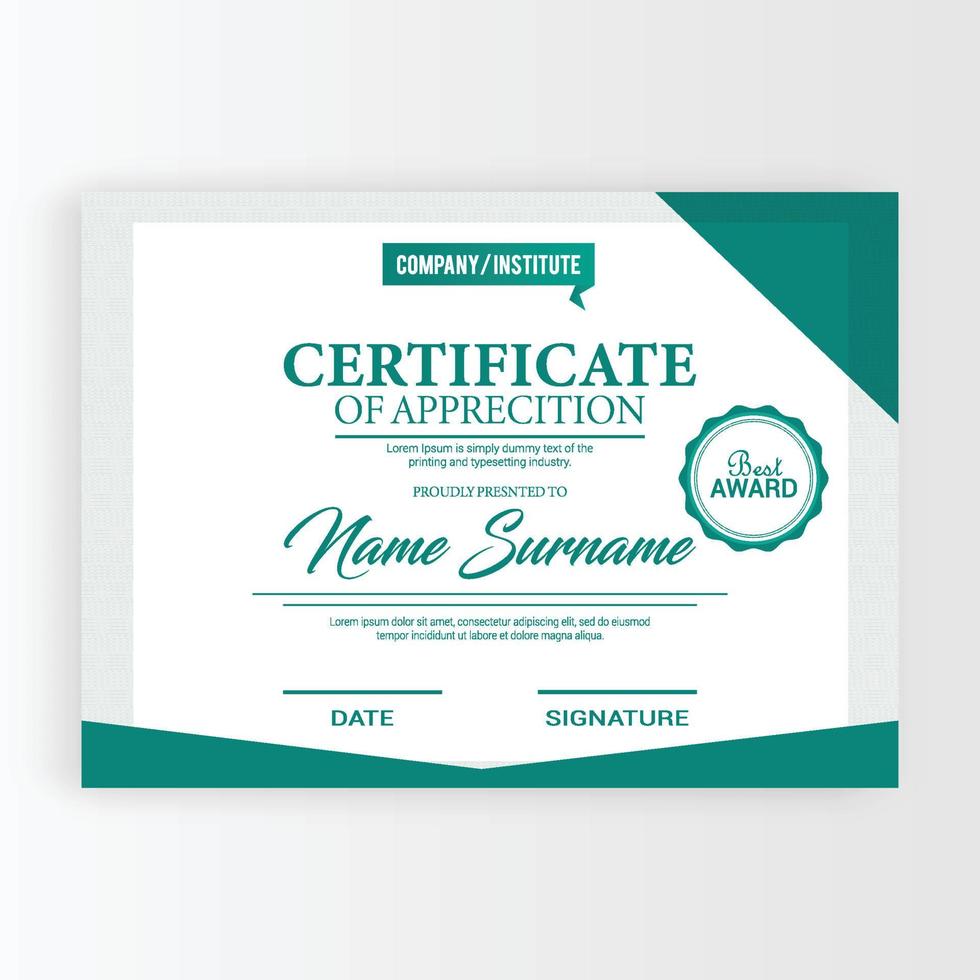 Modern certificate template. Certificate of Appreciation template. vector