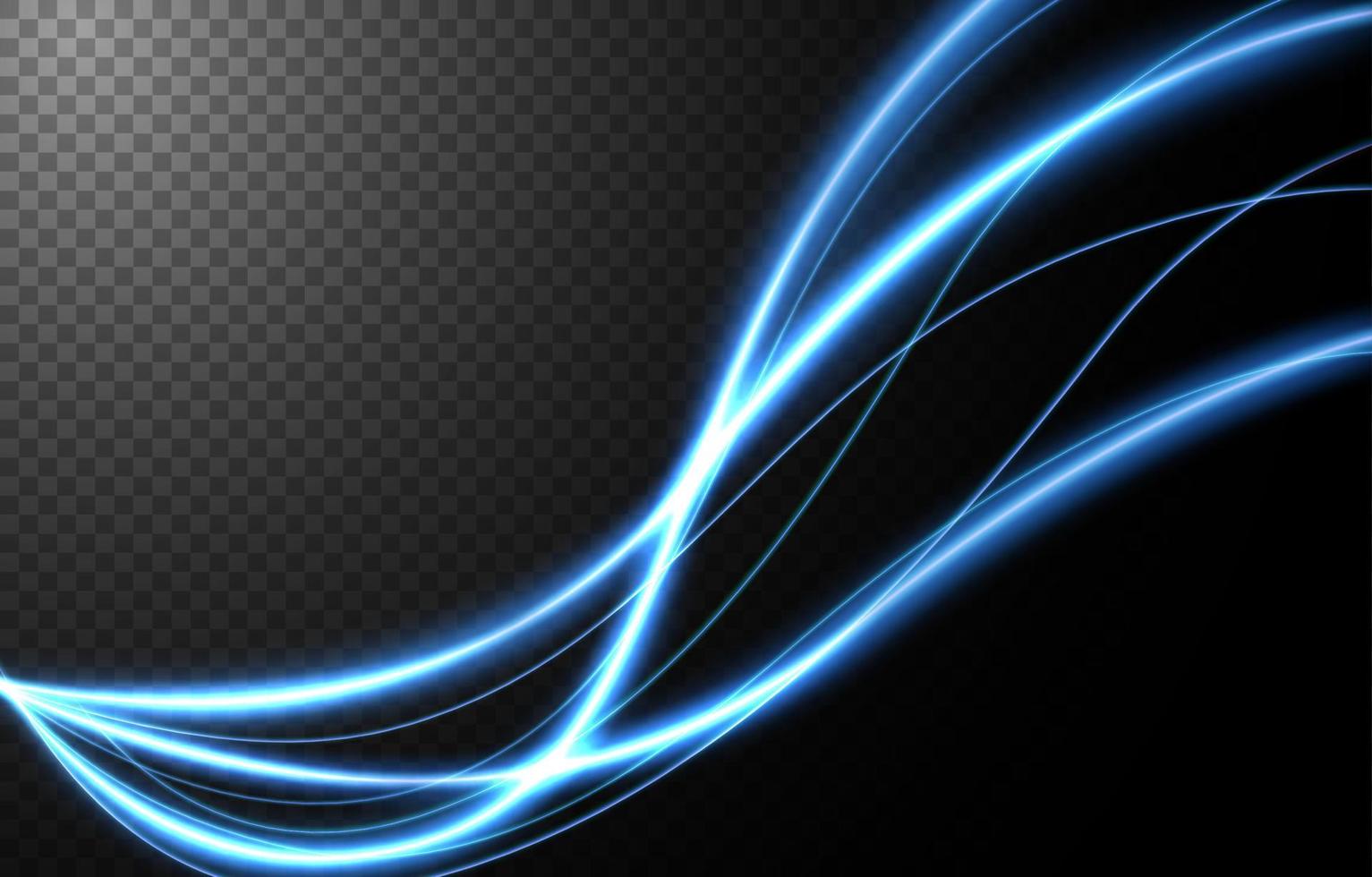 Abstract blue wavy line of light with a transparent background, isolated and easy to edit. Vector Illustration