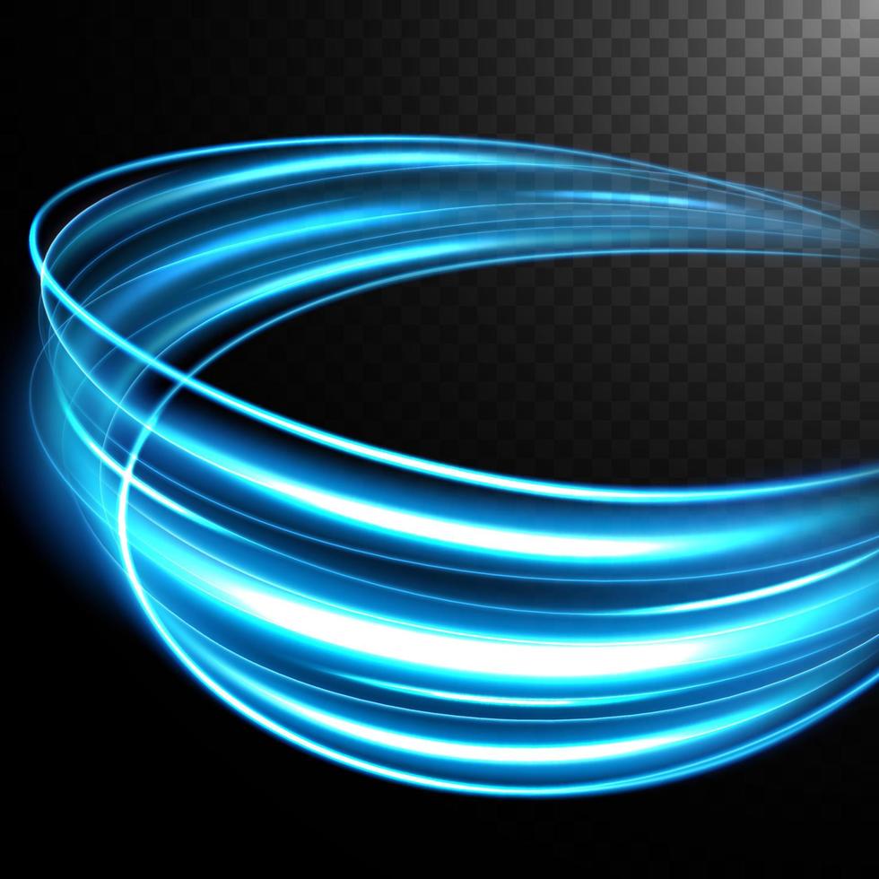 Abstract blue wavy line of light with a transparent background, isolated and easy to edit. Vector Illustration