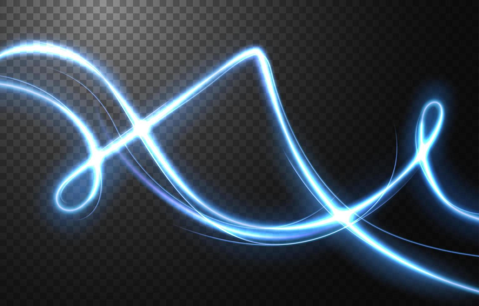 Abstract blue wavy line of light with a transparent background, isolated and easy to edit. Vector Illustration