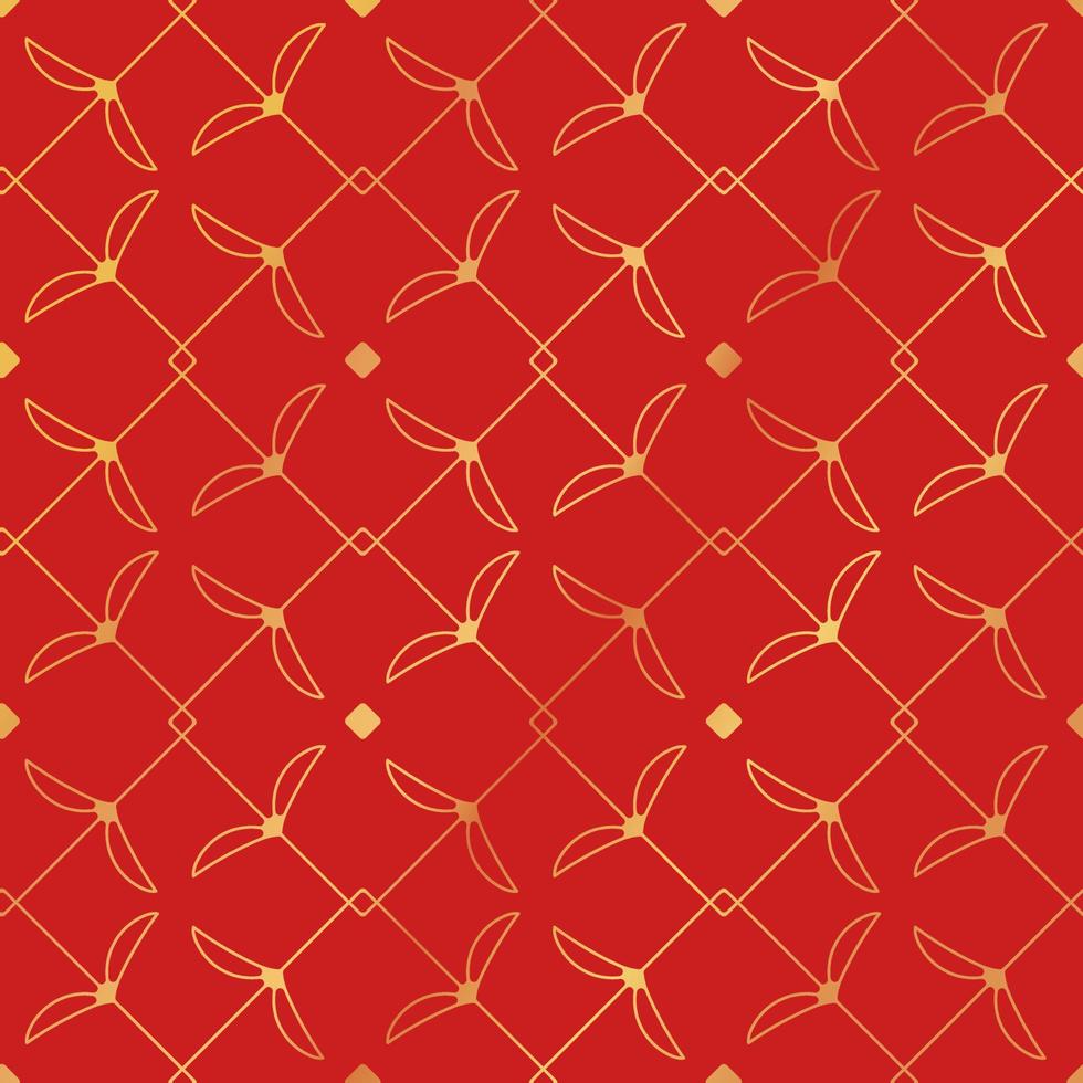 Red Chinese seamless pattern background with gradient gold decoration vector