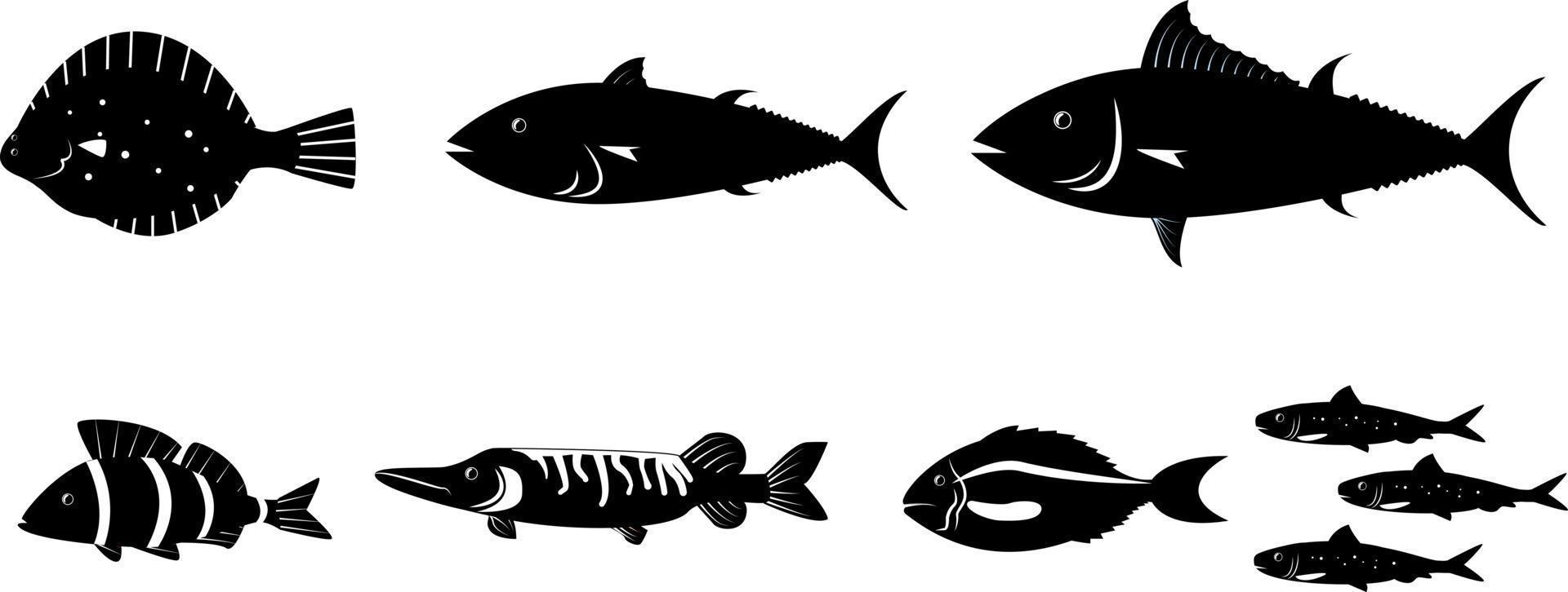 silhouette various fish vector