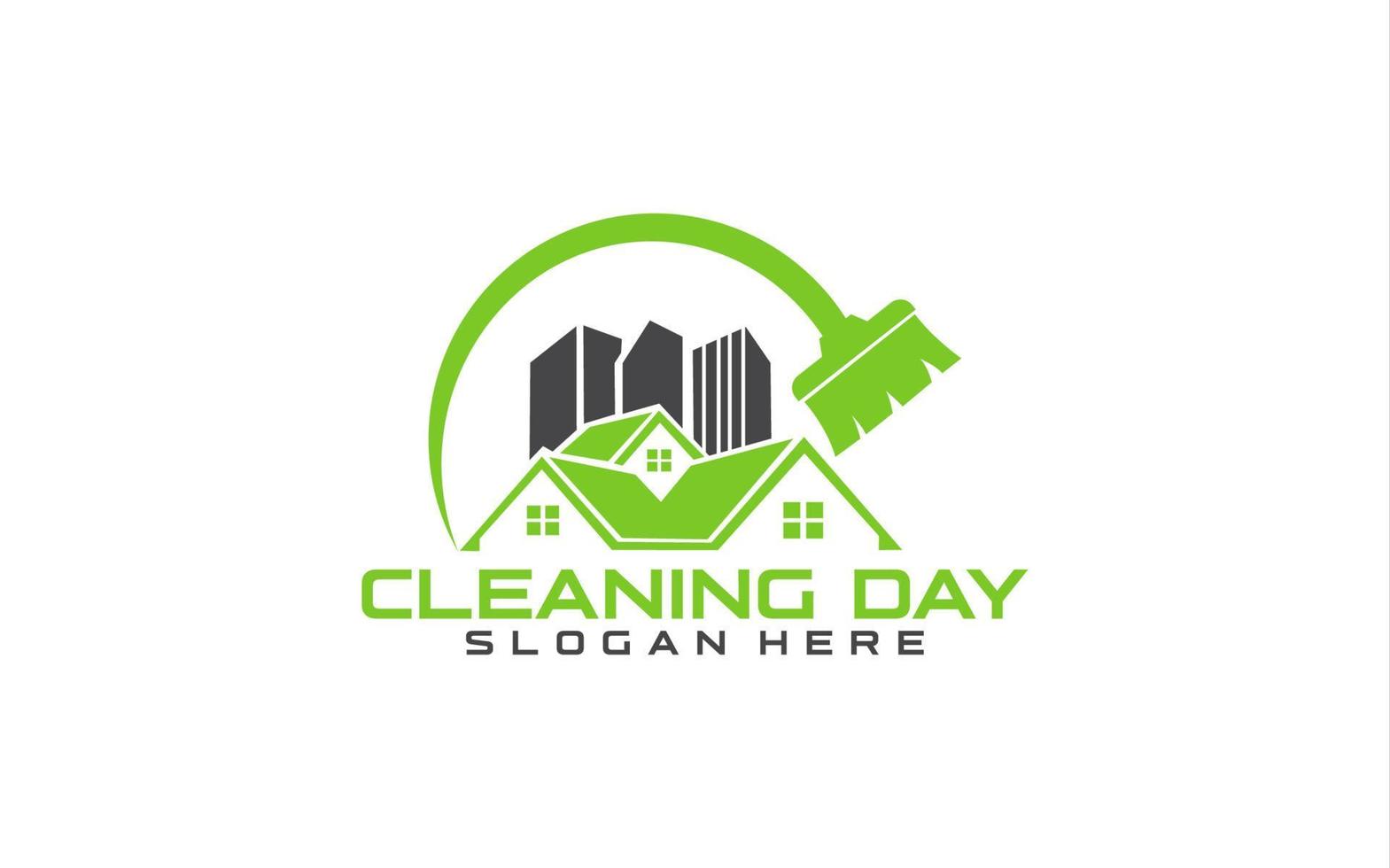 Logo Cleaning service. Creative Eco symbol template. Building and House vector