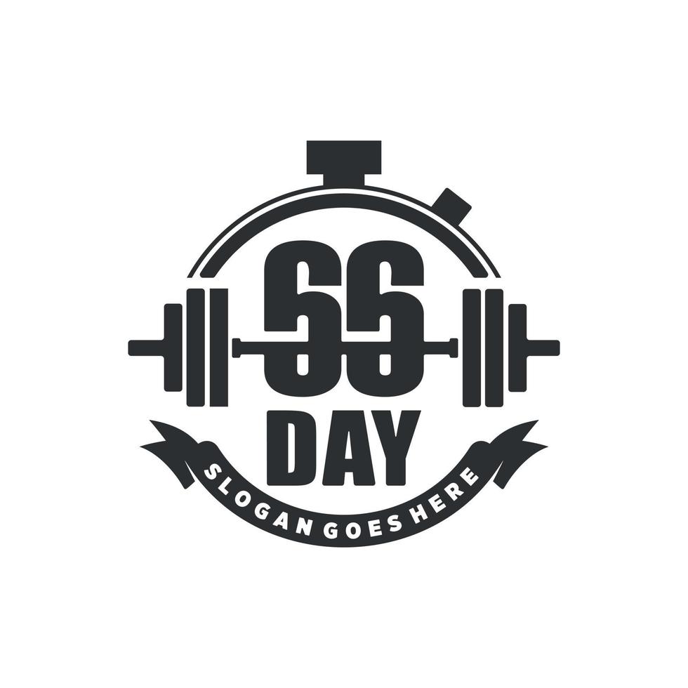 logotipo de fitness de 66 días con combinación de círculos vector