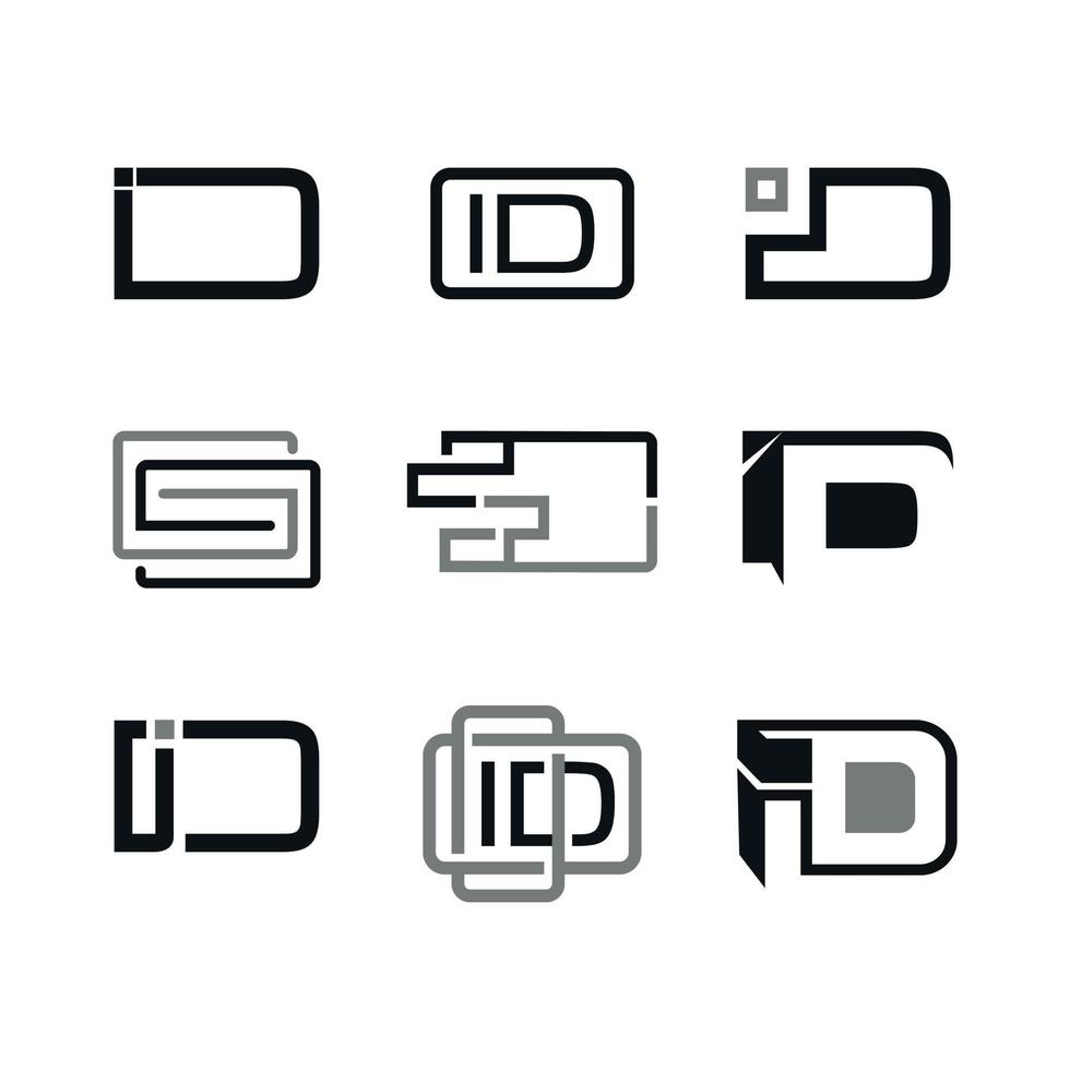 set of linear style sign ID inscribed card outline icons for mobile concept and web design. Identity card simple line vector icon. Symbol, logo illustration. Pixel perfect vector graphics