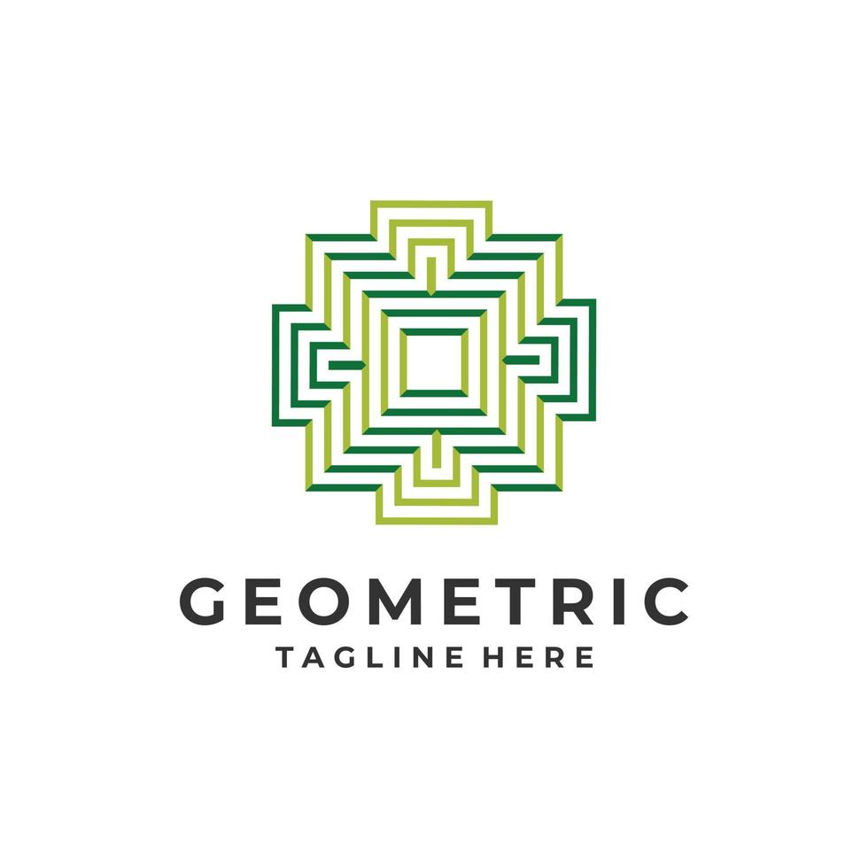 geometric line logo. Yellowish green futuristic line shape, icon, vector illustration