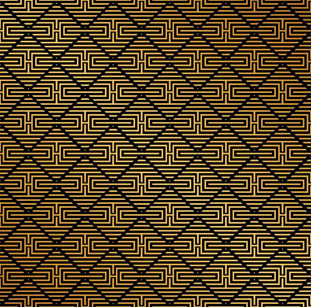 Gold texture. Pattern of interconnected geometric lines. Gold background. Seamless vector pattern. Geometric background with rhombuses and knots. Abstract geometric pattern.