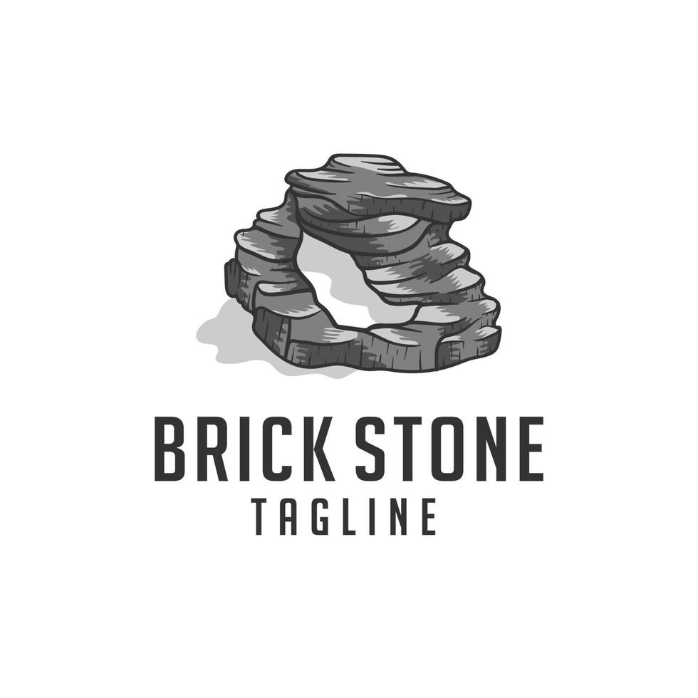 line art stone wall building realistic style in gray black logo vector symbol icon design illustration