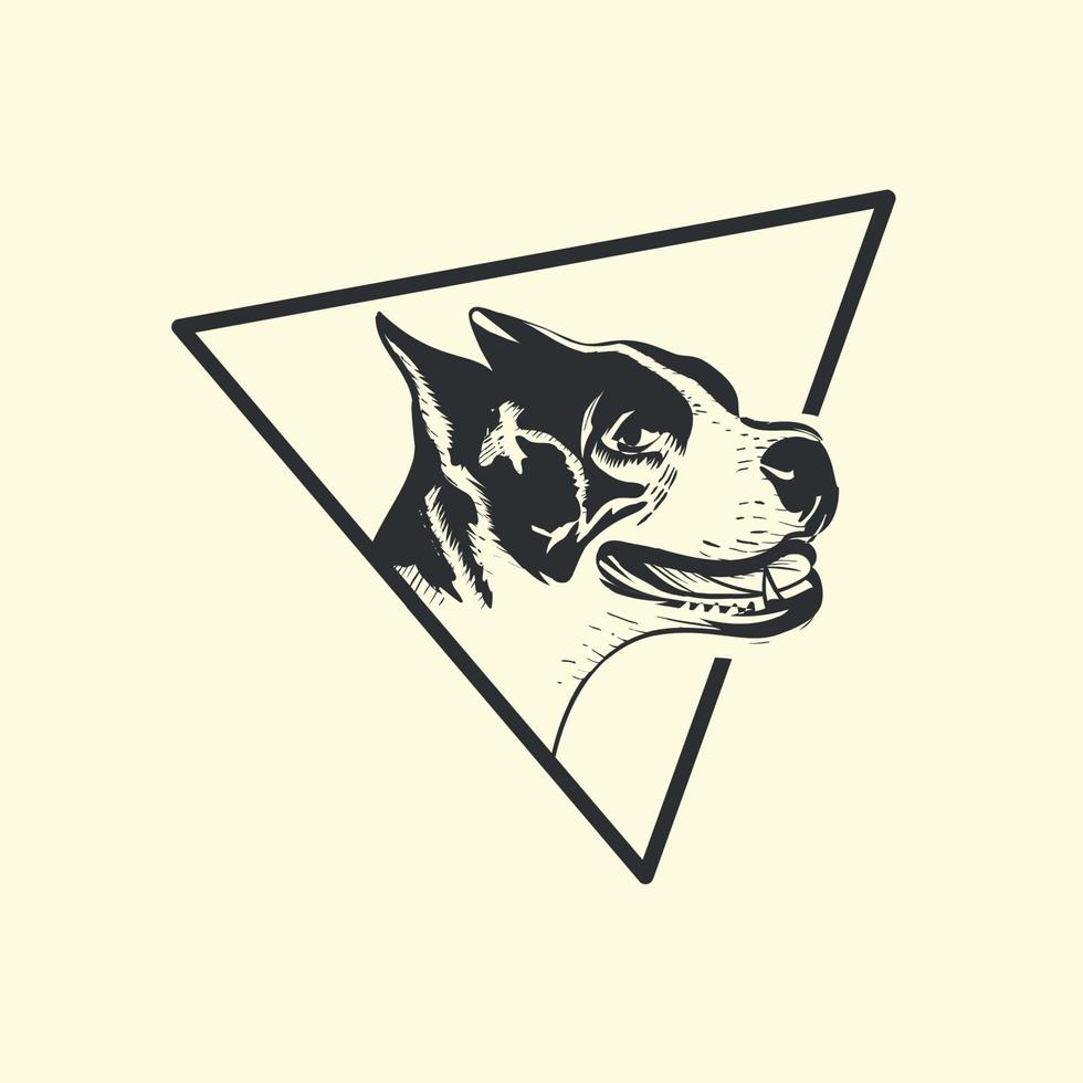 outline dog outline inside triangle, hand drawn. vector logo icon logo design graphic template download