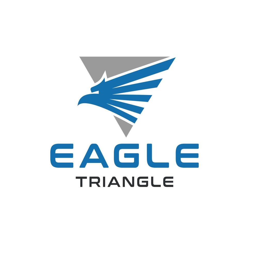 triangular eagle head logo illustration with blue abstract line, design logo vector