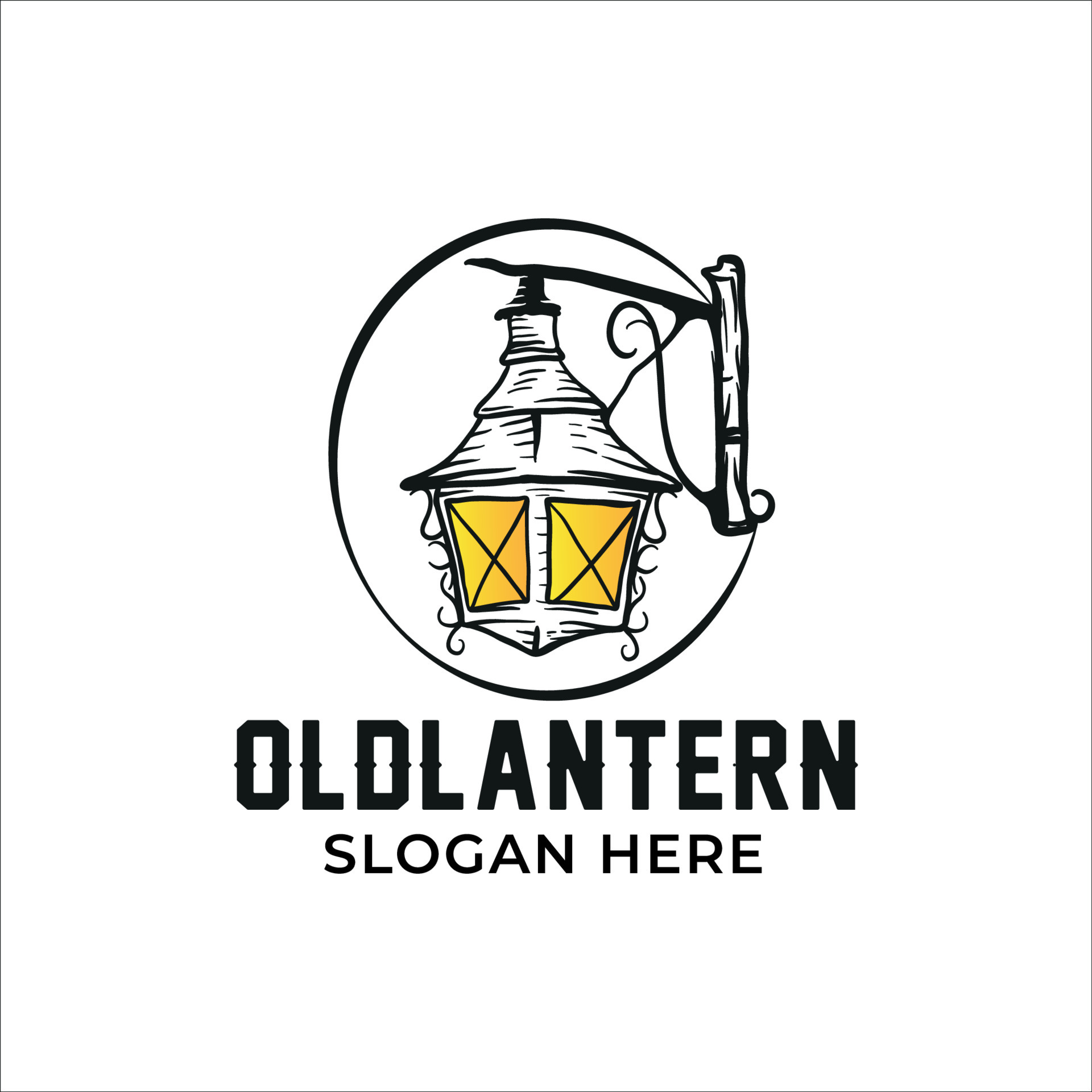 old lantern logo with yellow flame 5153628 Vector Art at Vecteezy