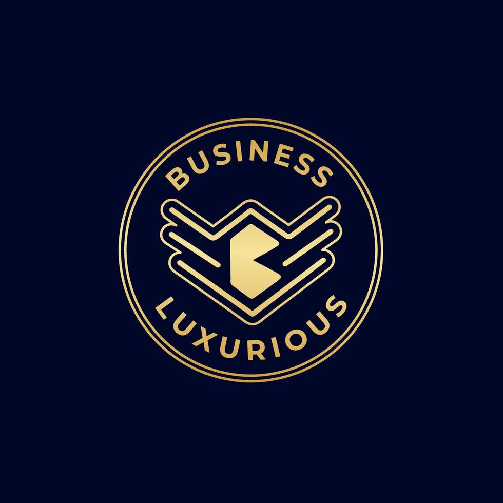 emblem logo design, letter B with striped wings inside a circle, vector
