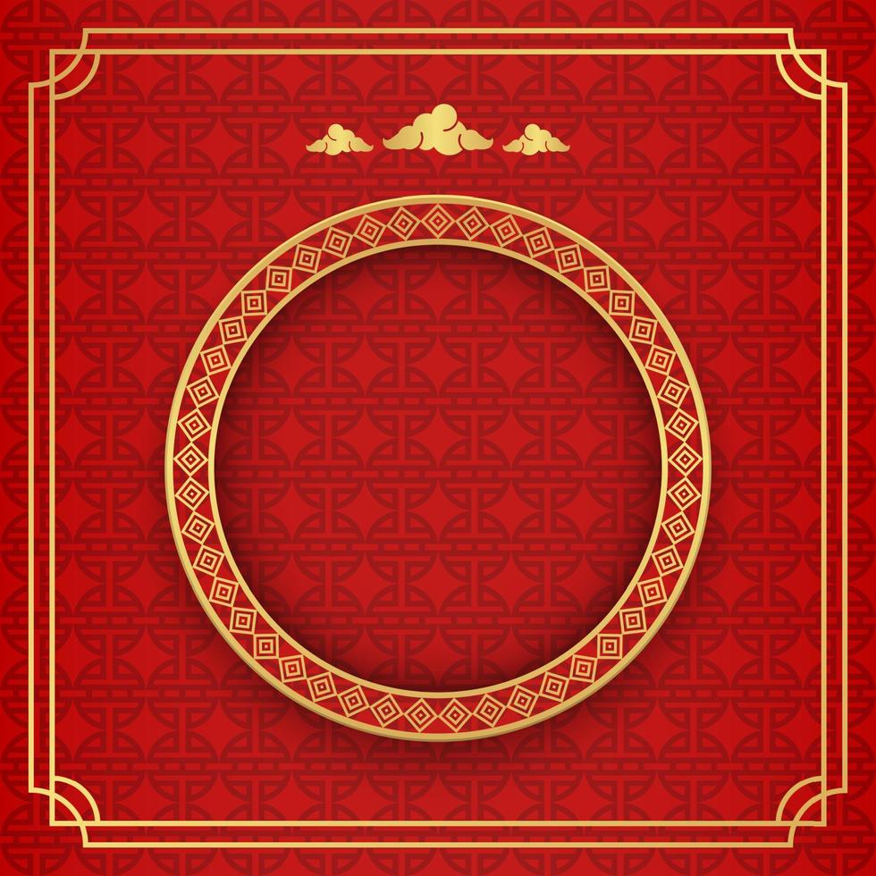 Chinese background, decorative classic festive red background and gold frame, vector illustration