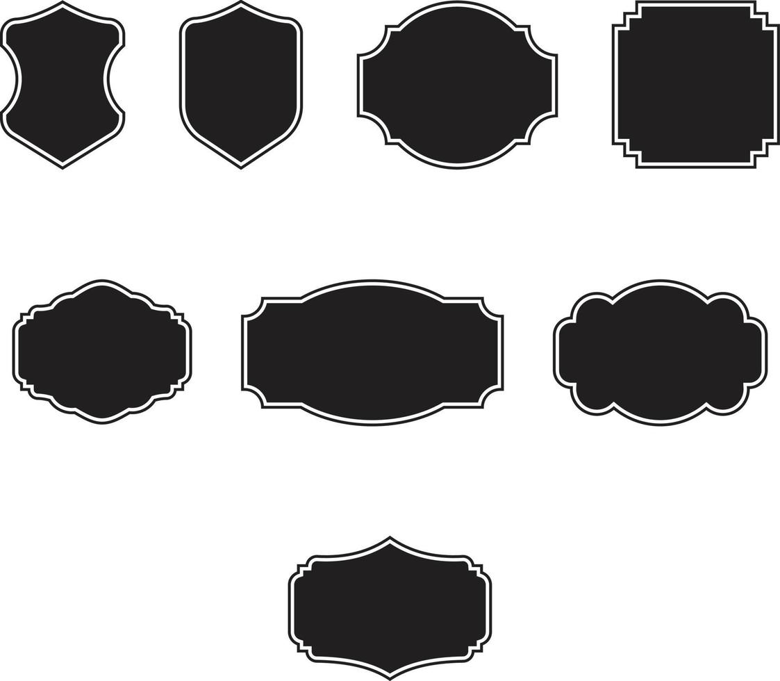 Name Tag, Banner, Label, Shape, Badge Icon Set vector