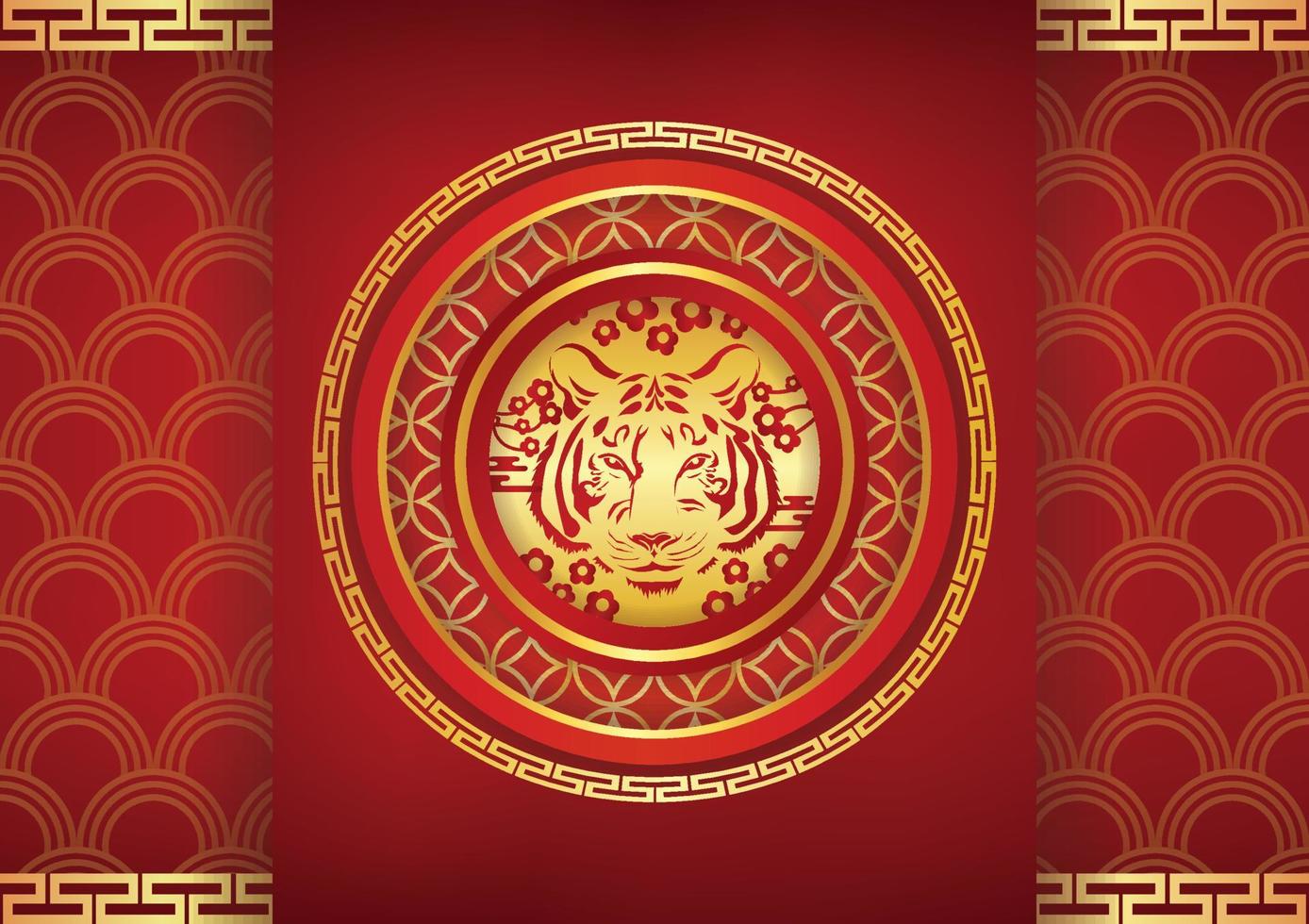 red and golden happy chinese new year 2022 year tiger vector