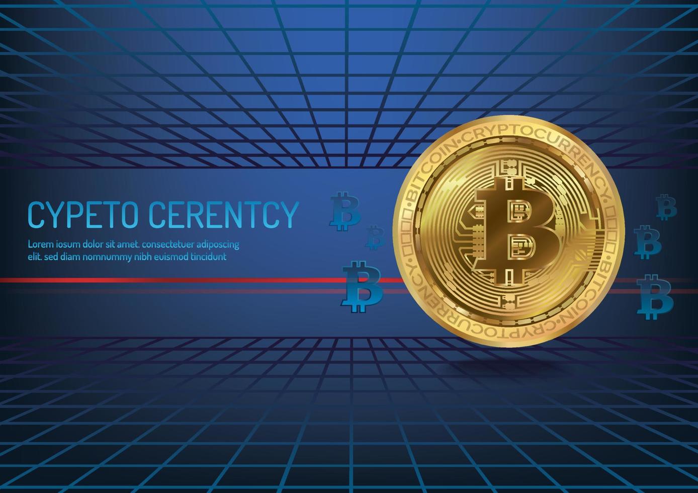 gloden bitcoin for website banner vector