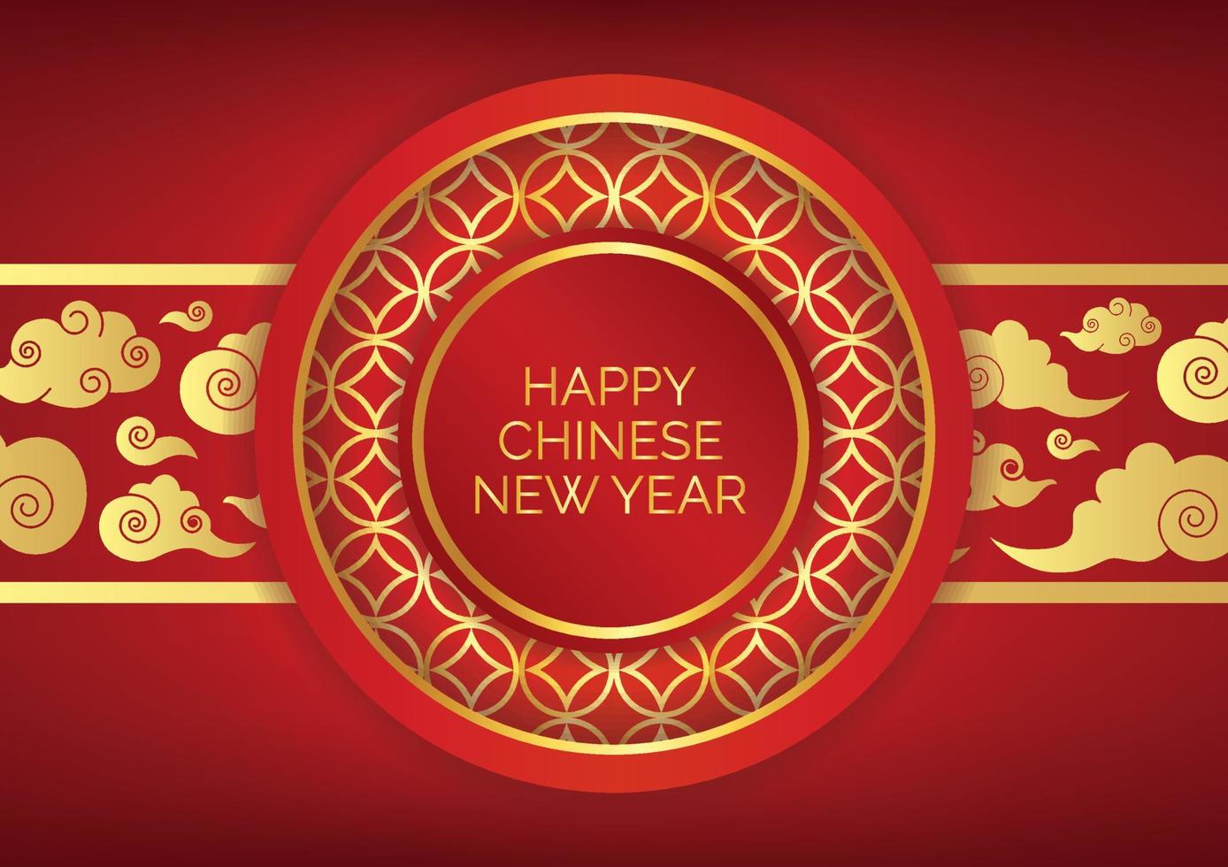 red and gold background happy chinese new year vector