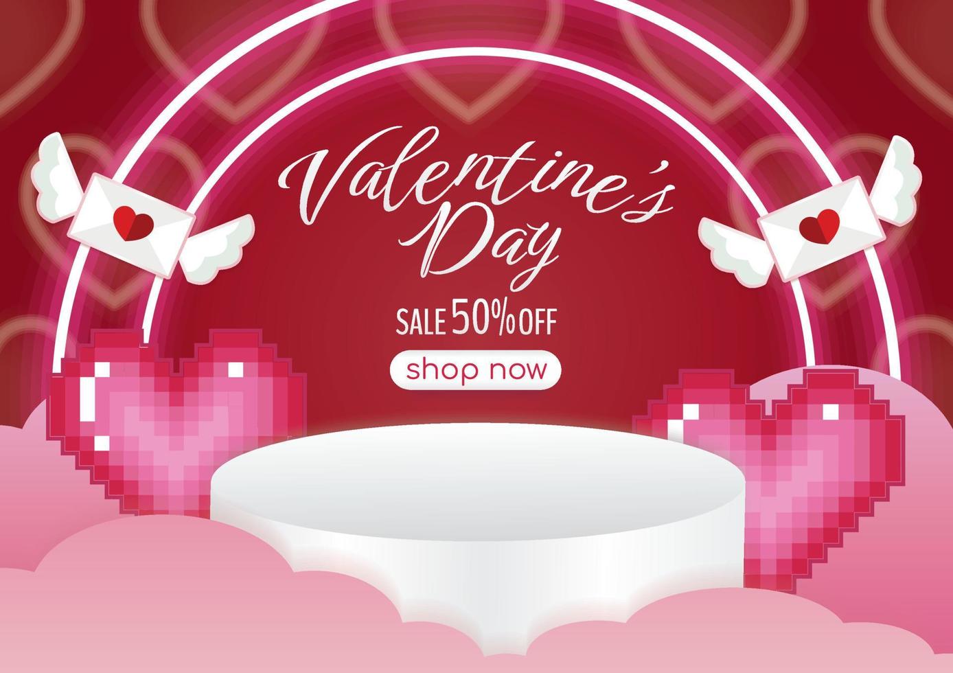 valentine's day banner design and cute element vector