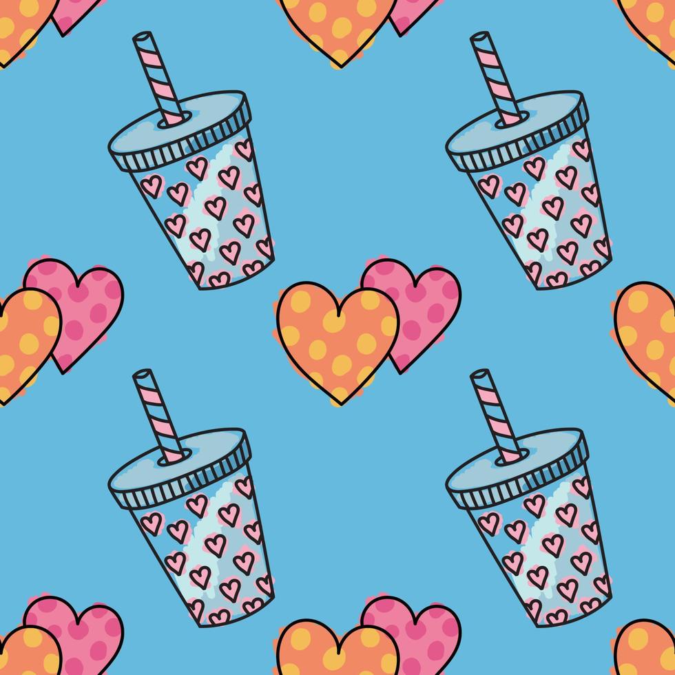 colorful valentine's day seamless cute objects vector