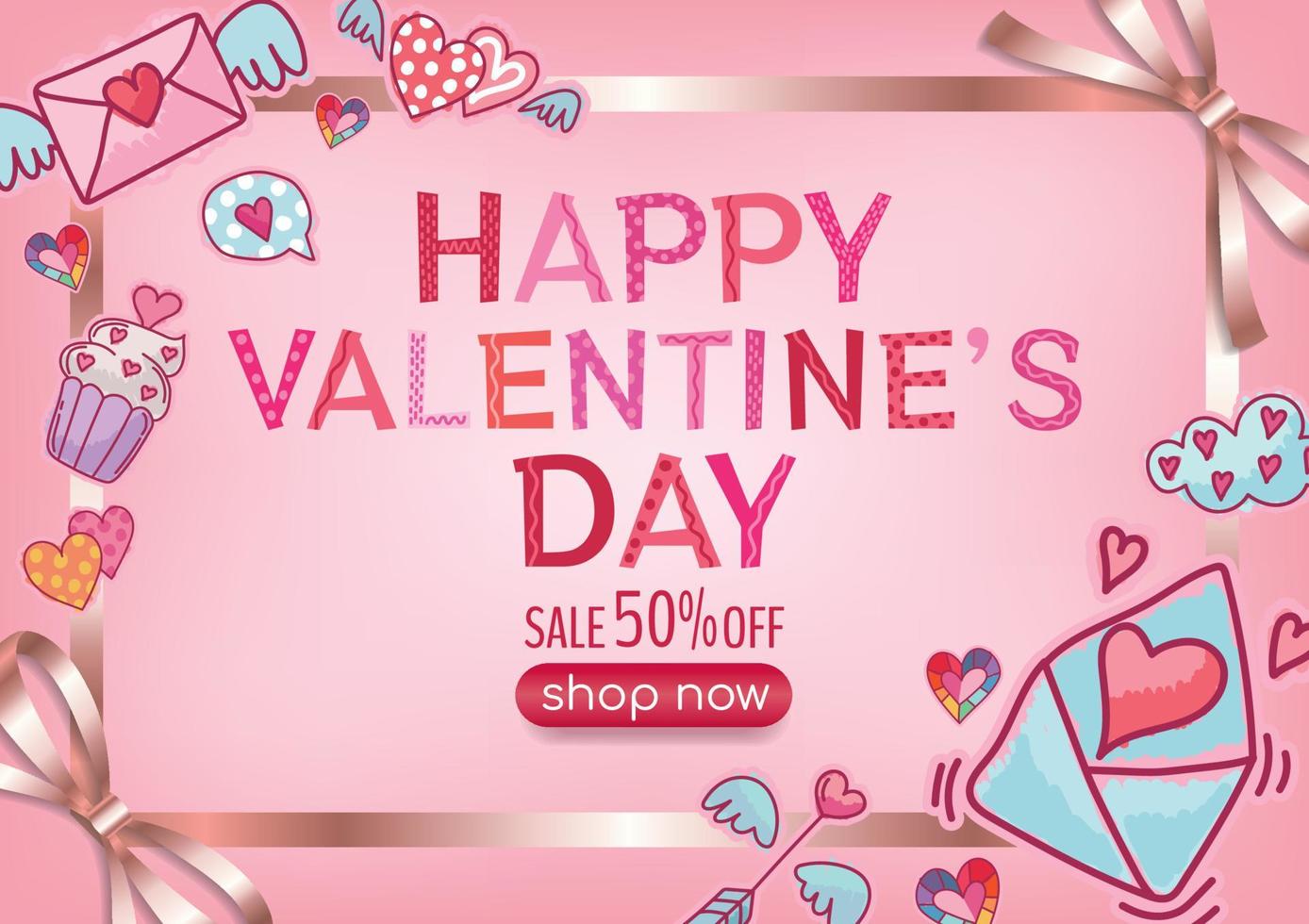 valentine's day banner lovely design and cute element vector