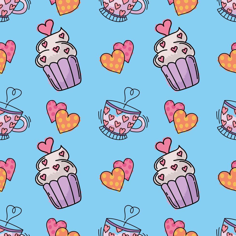 valentine's day seamless cute objects vector