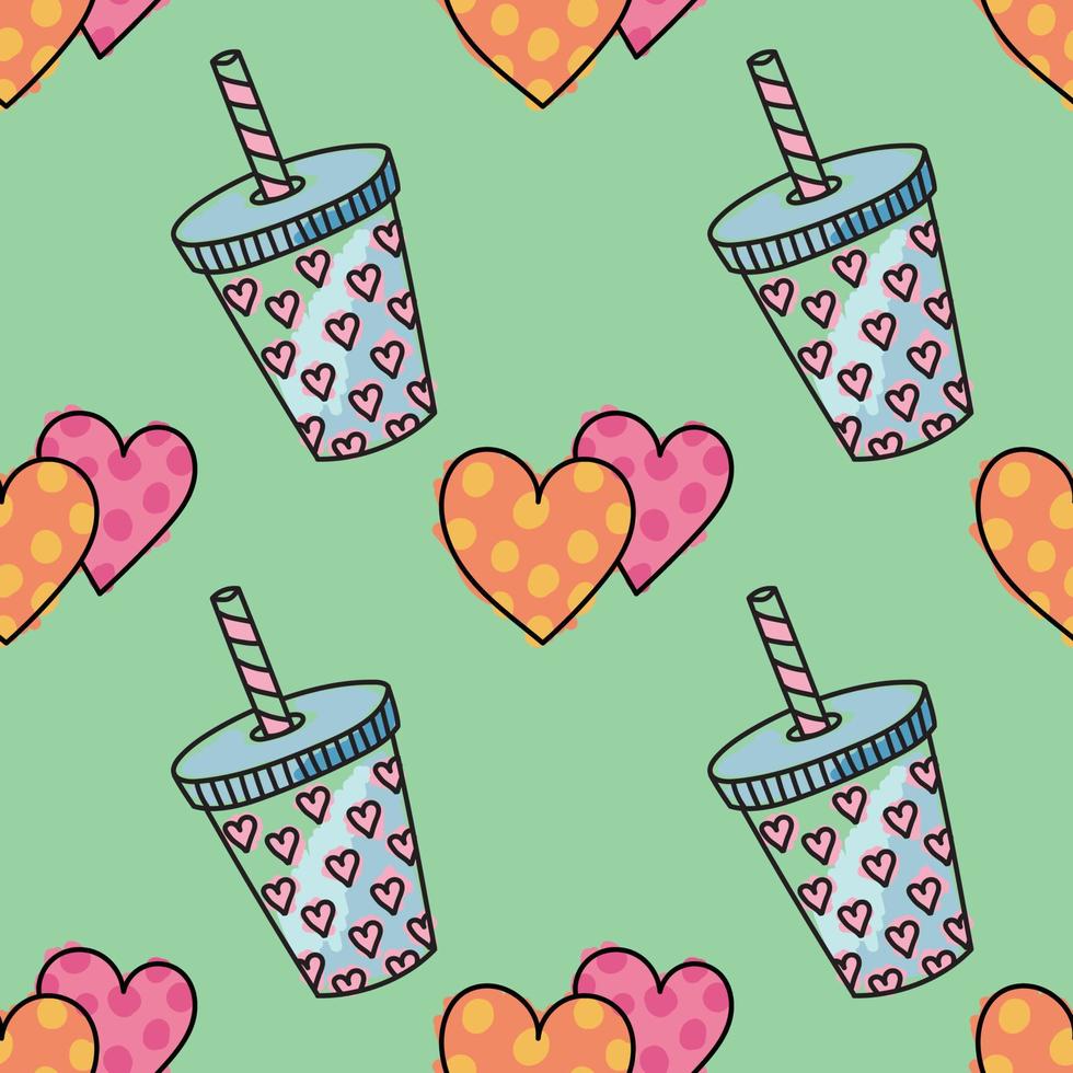 valentine's day seamless colorful objects vector