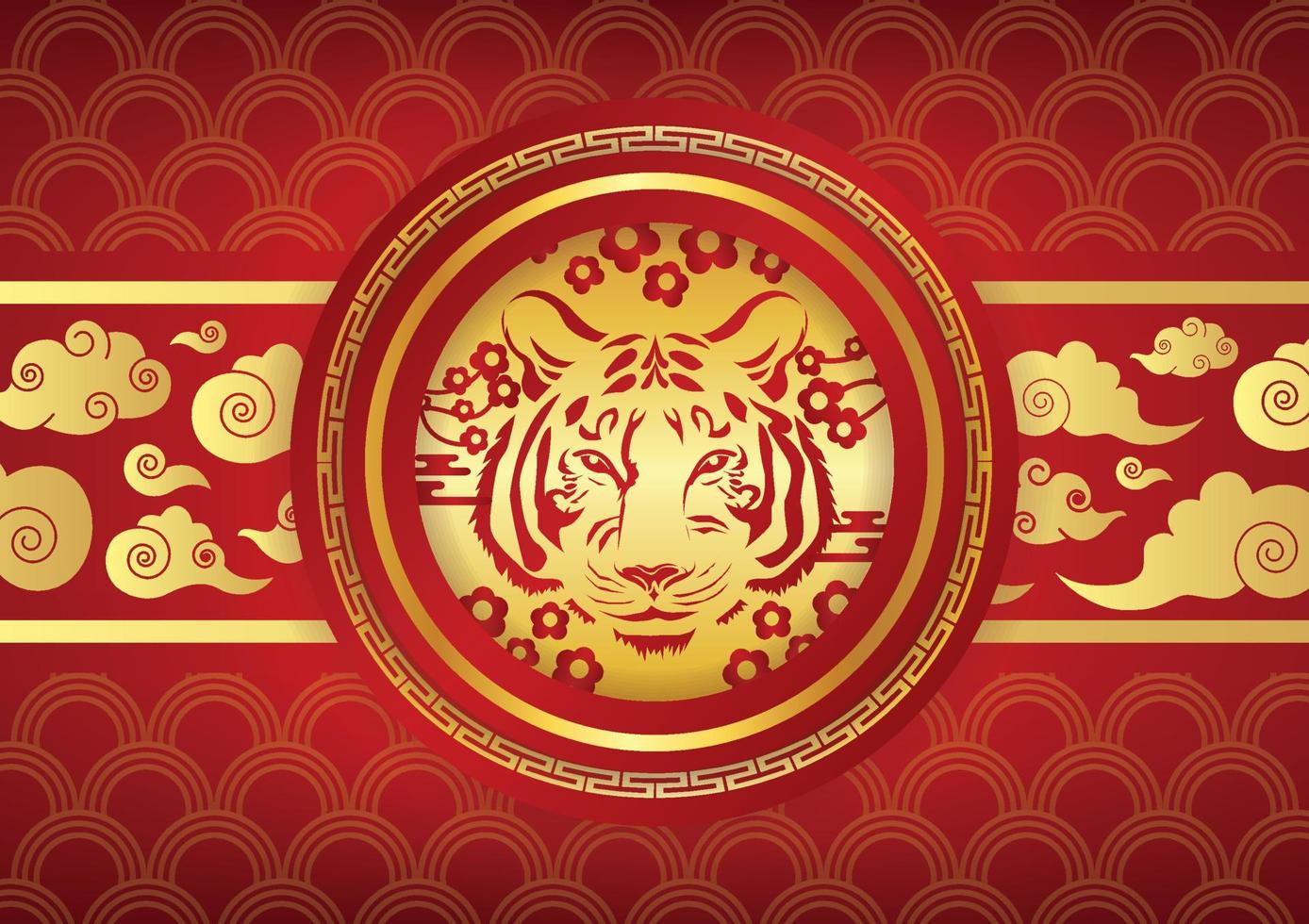 tiger red background wallpaper chinese new year vector