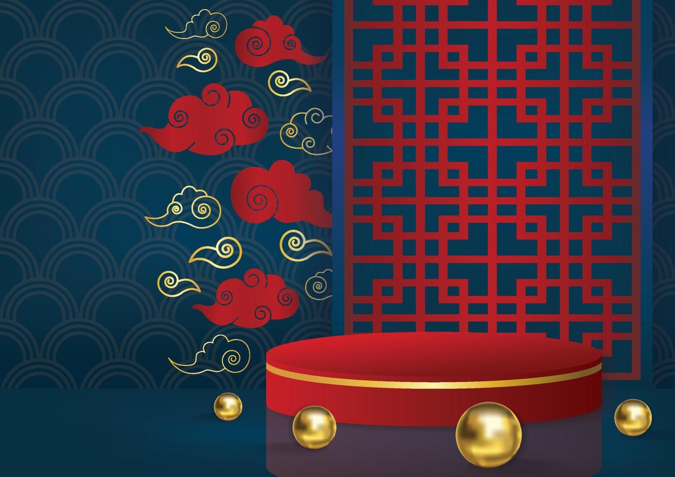 oriental background product display design chinese new year for website banner vector