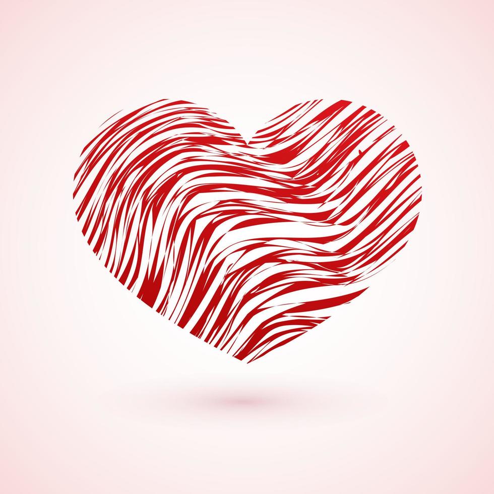 Red grunge heart. Symbol of love. Valentine s day vector illustration. Easy to edit design template.