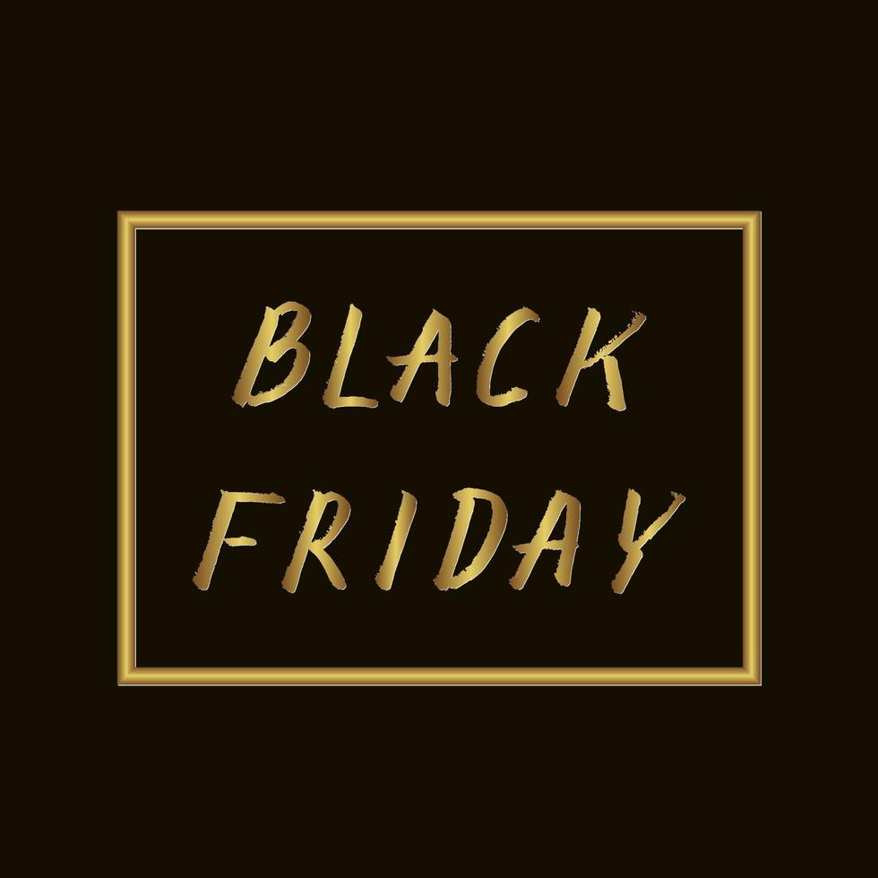 Gold lettering Black Friday hand written with brush. Grunge style drawing on black background. Seasonal sale banner. vector