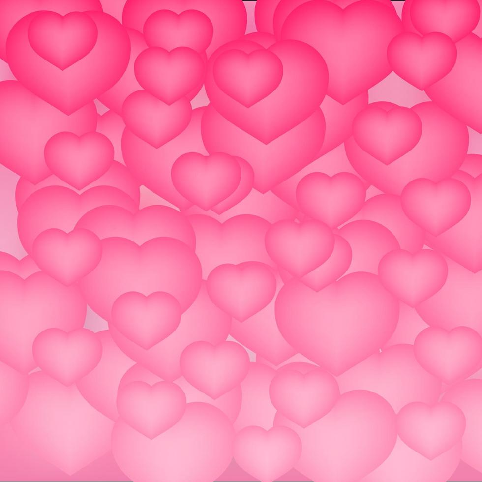 Soft pink hearts confetti background. Valentine s day shiny greeting card. Romantic vector illustration. Easy to edit design template.