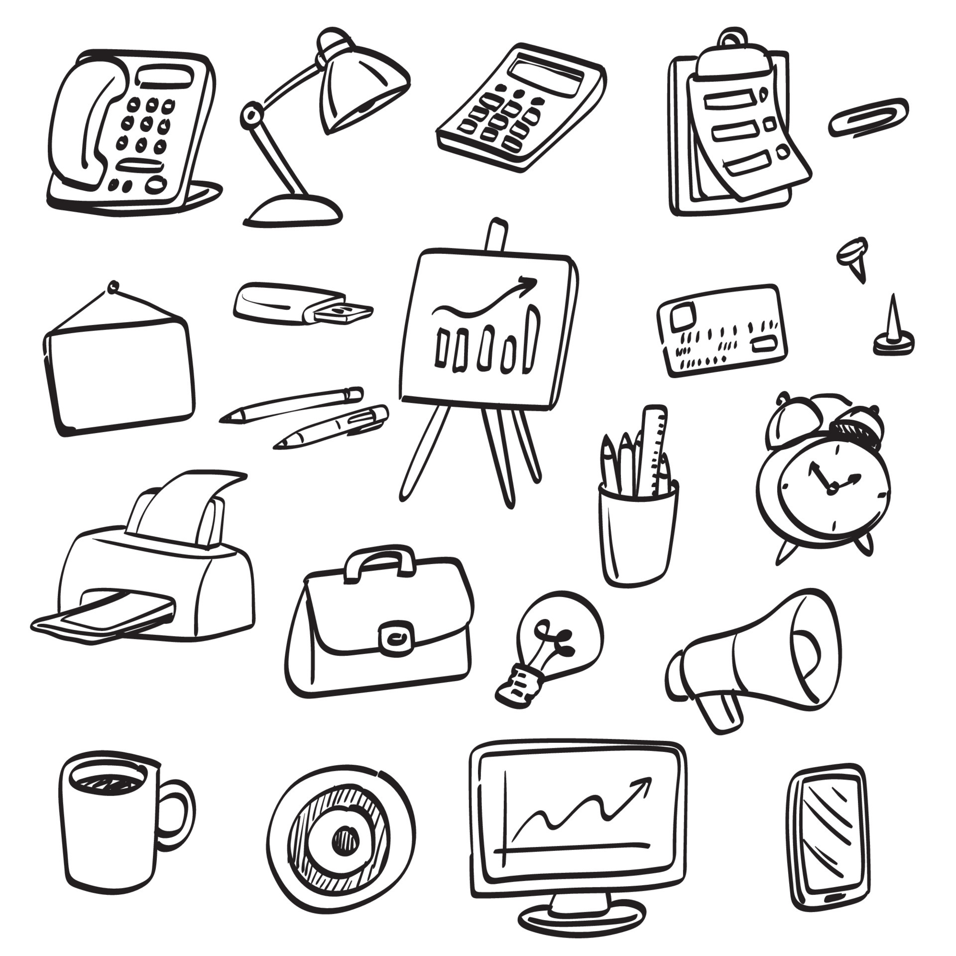 Hand drawn Stock Illustration of business accessories and