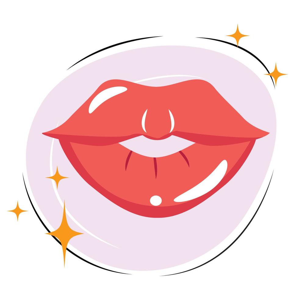 Plump lips with pink lipstick. For posters, cards, prints. vector