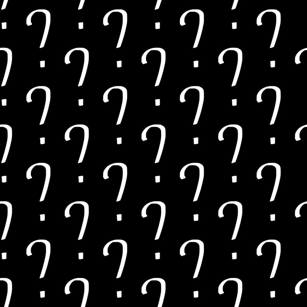 question mark seamless pattern. the question is drawn with a marker black and white illustration vector