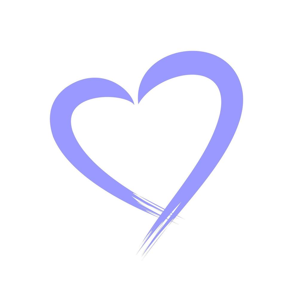 heart brush icon Very Peri. heart emblem drawn casually - vector illustration on white background. Valentine's Day